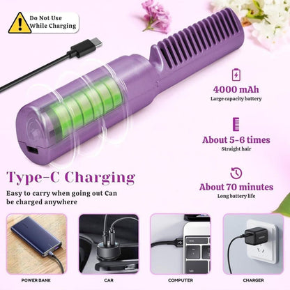Portable Rechargeable Mini Straightener & Hot Comb – Smooth, Sleek Hair Anywhere